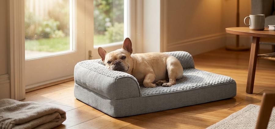 Medium Orthopedic Dog Bed in use